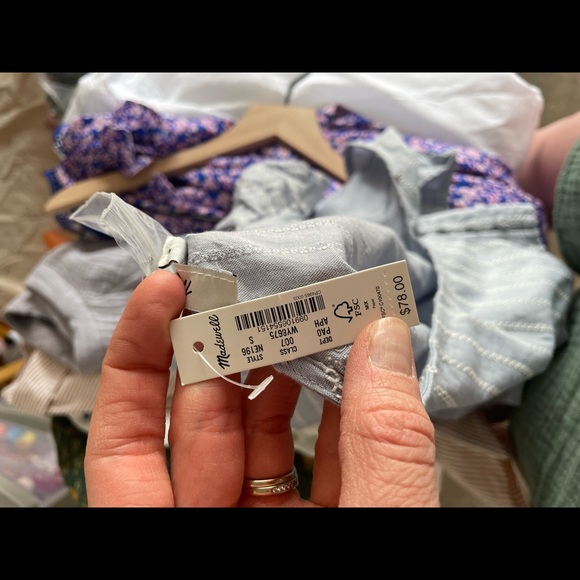 Madewell Striped Flutter-Sleeve Cross-Back Top NWT - Picture 11 of 15